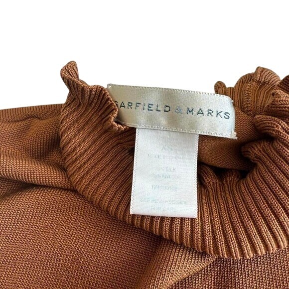 Garfield and Marks Sweater Women's XS Brown Cocoa Sleeveless Turtleneck Ribbed - Picture 5 of 7